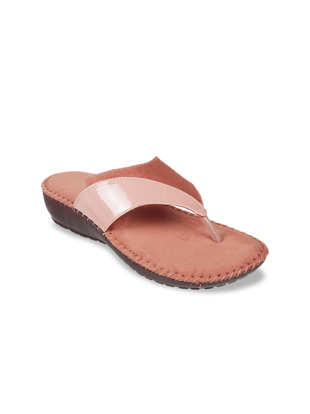 

WALKWAY by Metro Women Peach-Coloured Striped Open Toe Flats