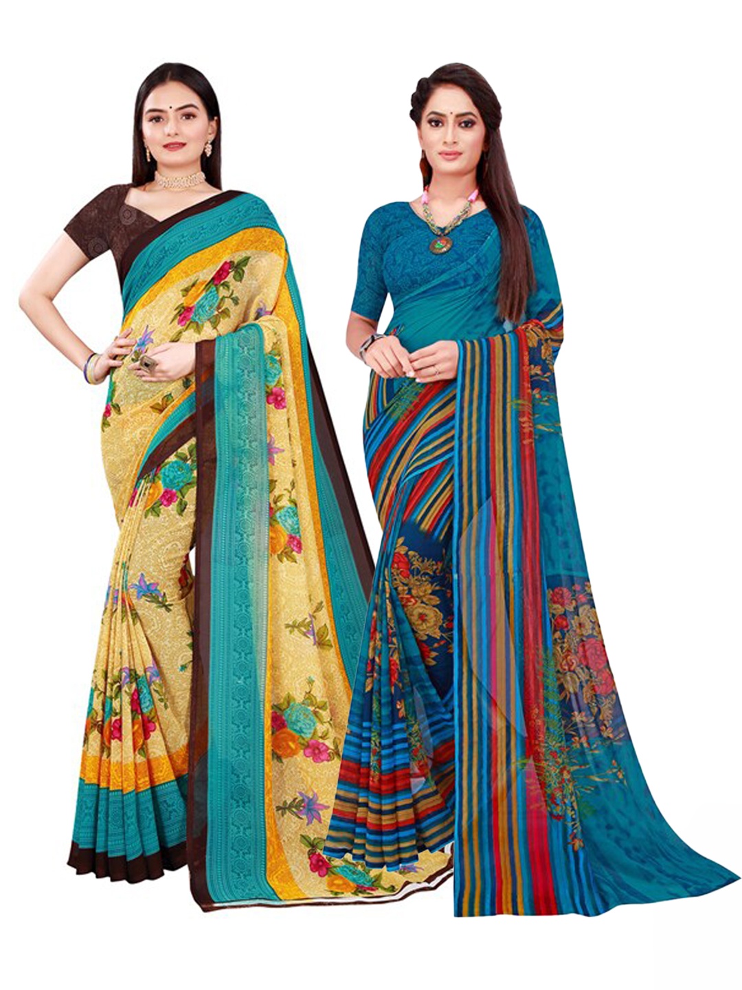

SAADHVI Women Turquoise Blue Sarees