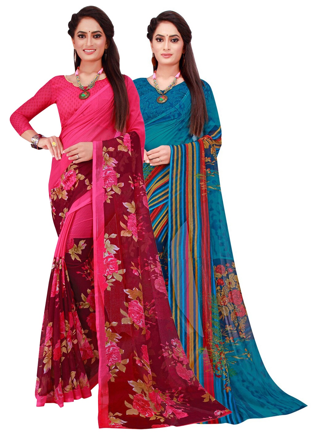 

SAADHVI Women Turquoise Blue Sarees
