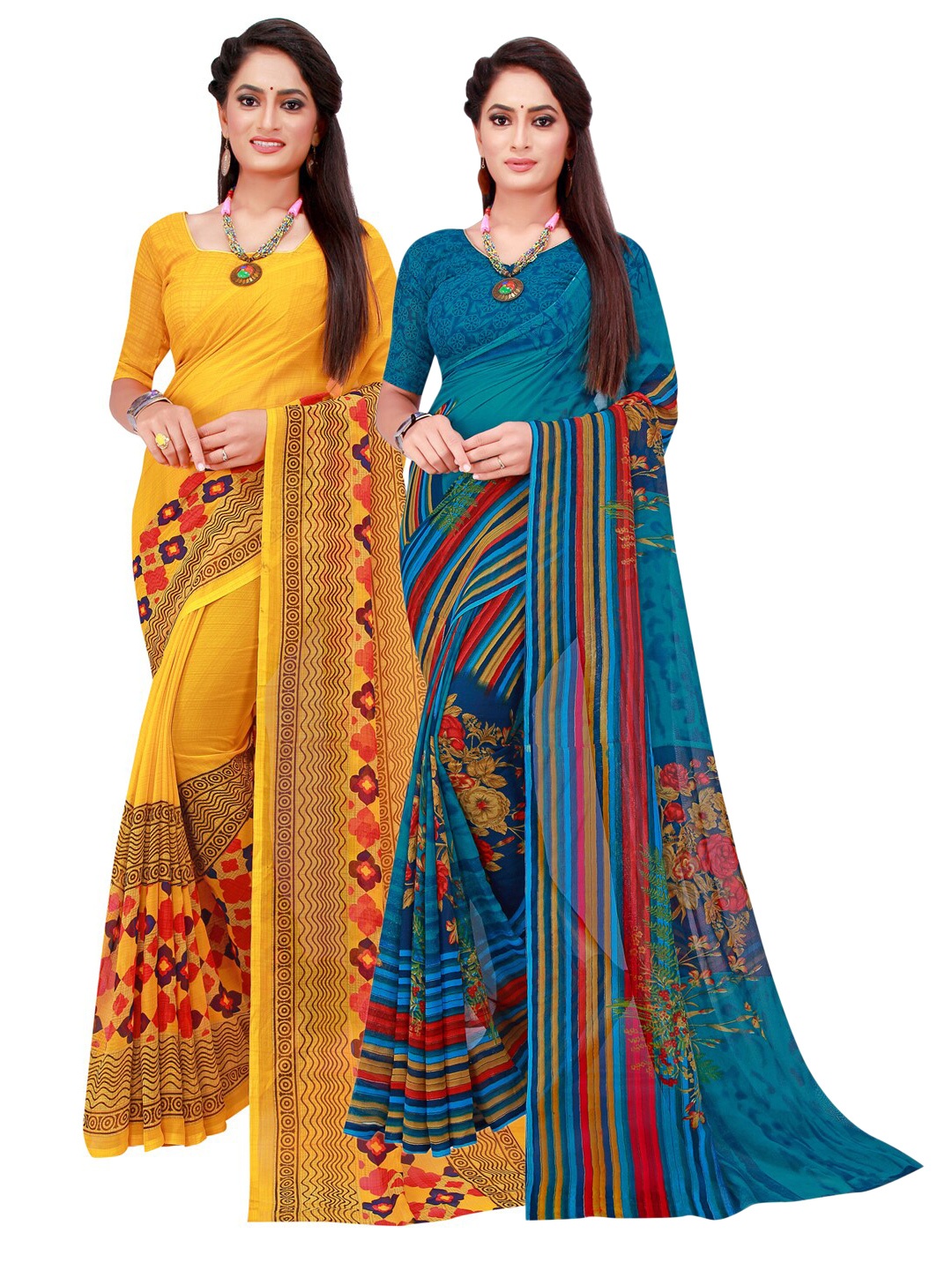 

SAADHVI Women Yellow Sarees