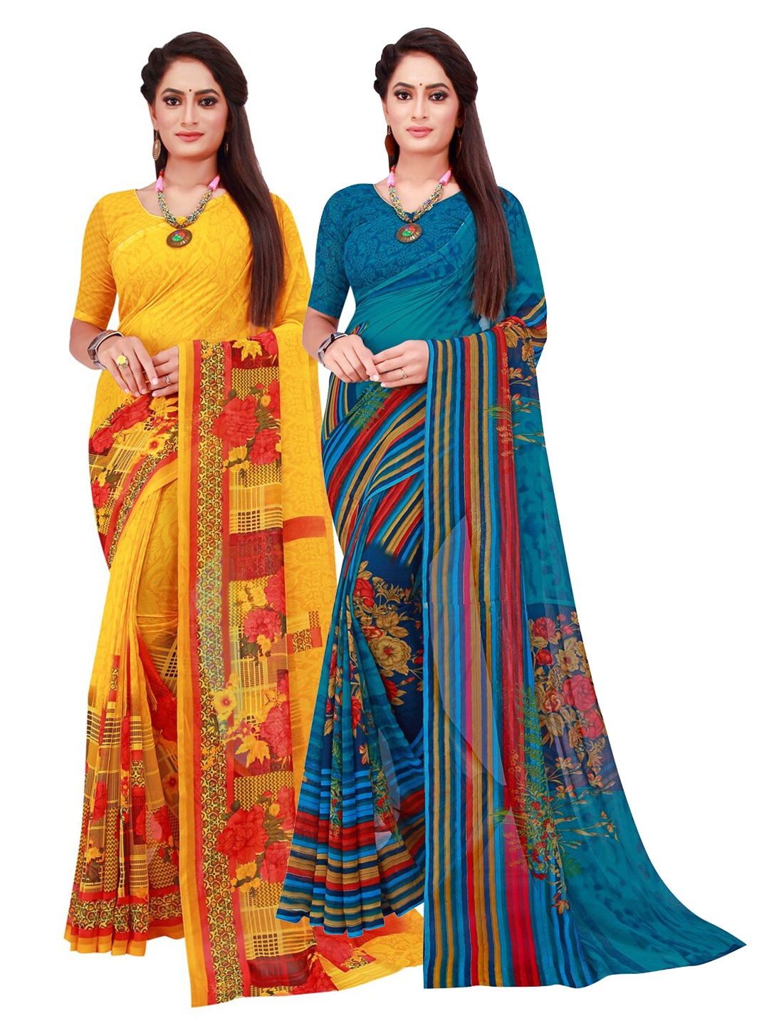 

SAADHVI Women Yellow Sarees