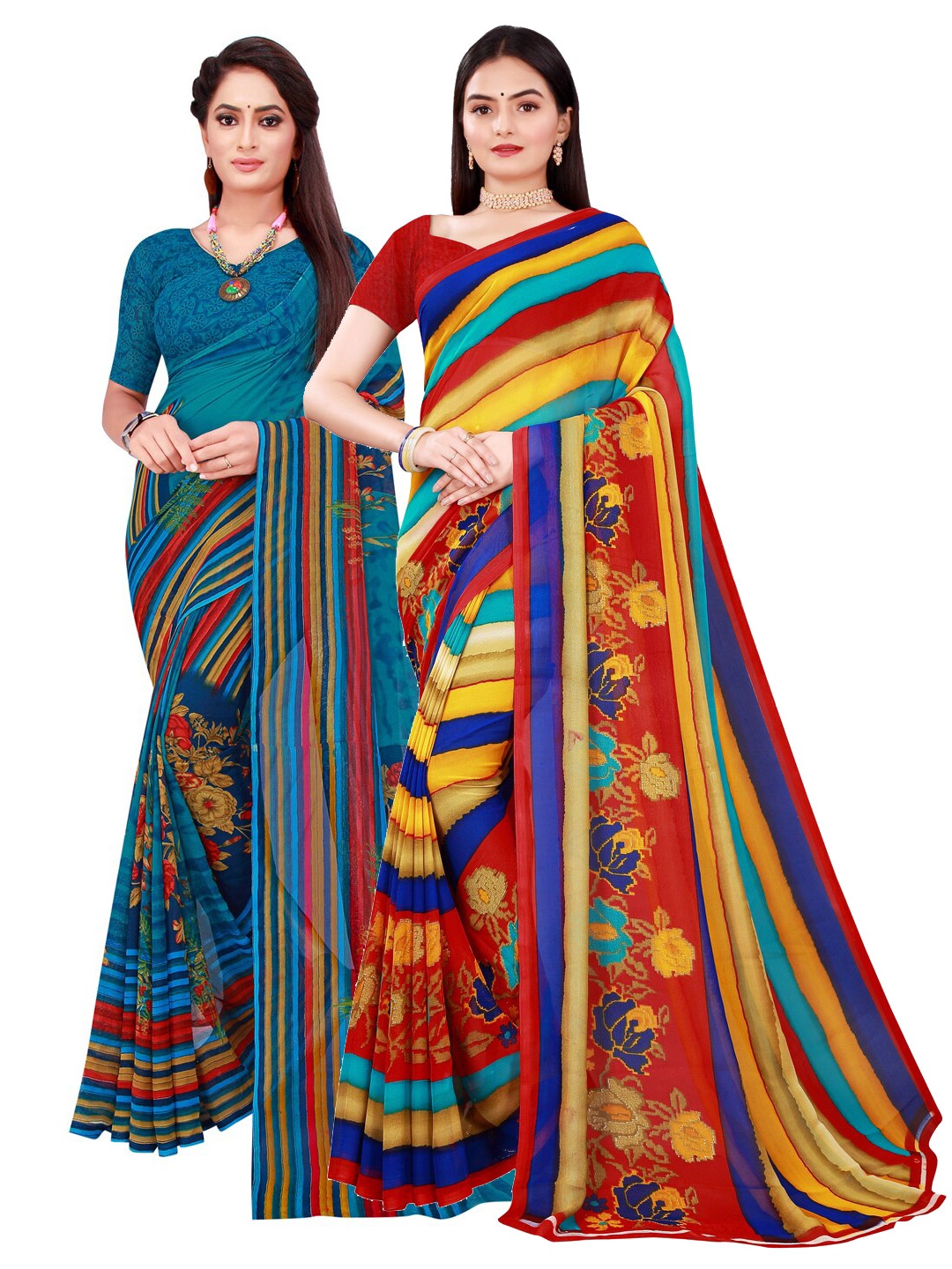 

SAADHVI Women Multi Sarees, Blue