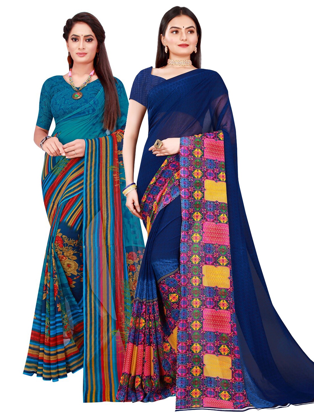 

SAADHVI Women Turquoise Blue Sarees
