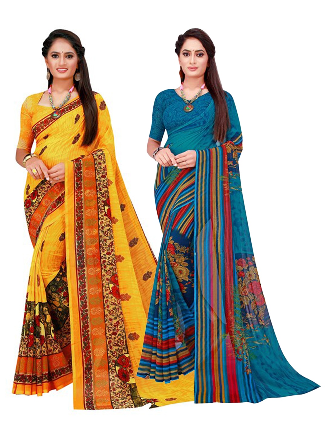

SAADHVI Women Turquoise Blue Sarees