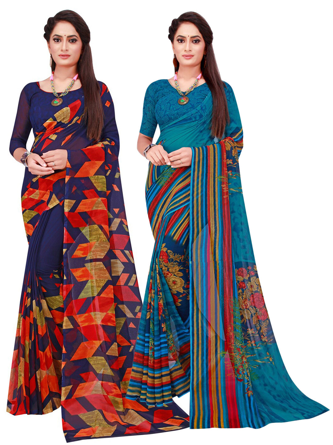 

SAADHVI Women Navy Blue Sarees