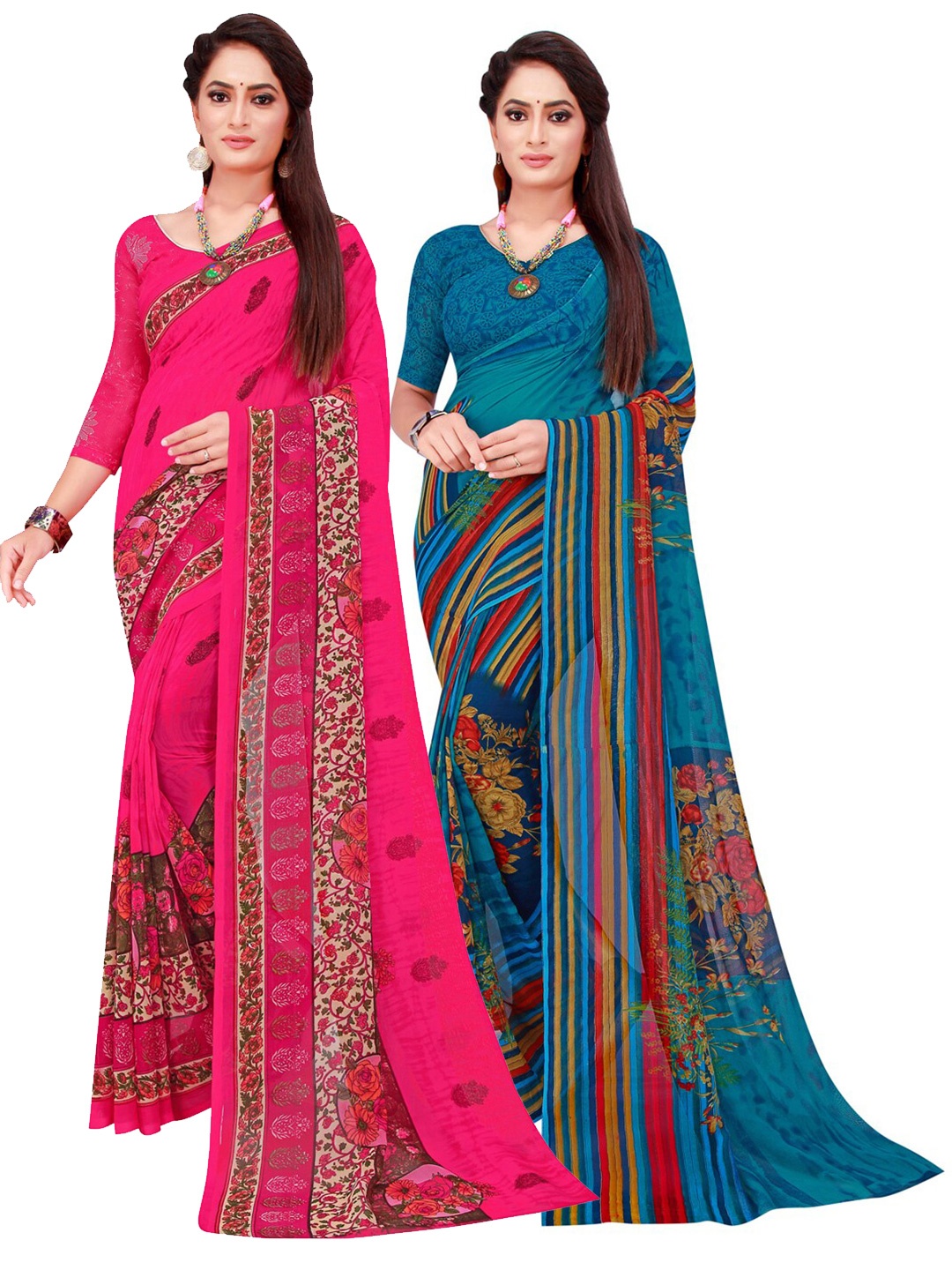 

SAADHVI Women Turquoise Blue Sarees