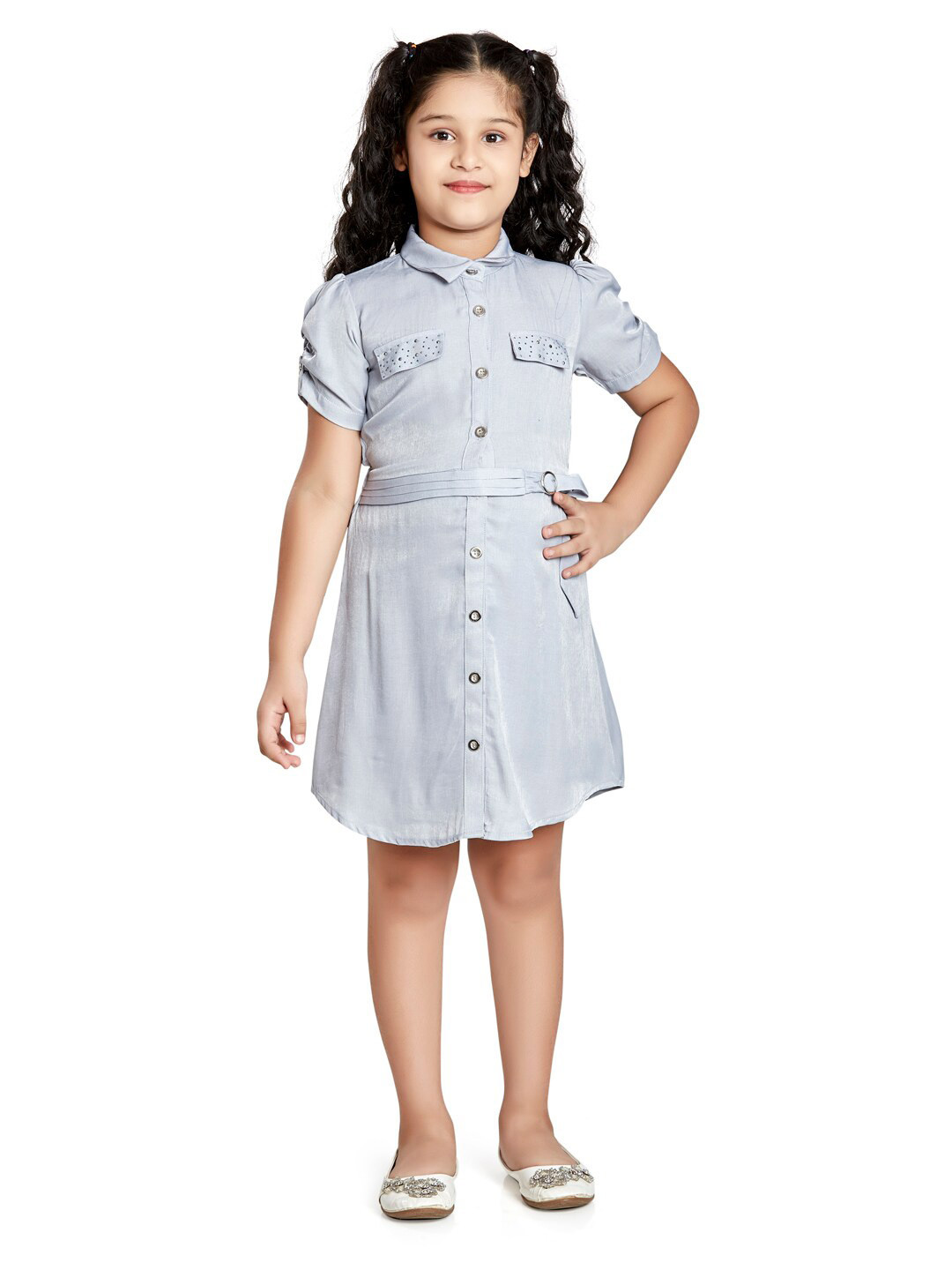 

Peppermint Grey Striped Satin Shirt Dress