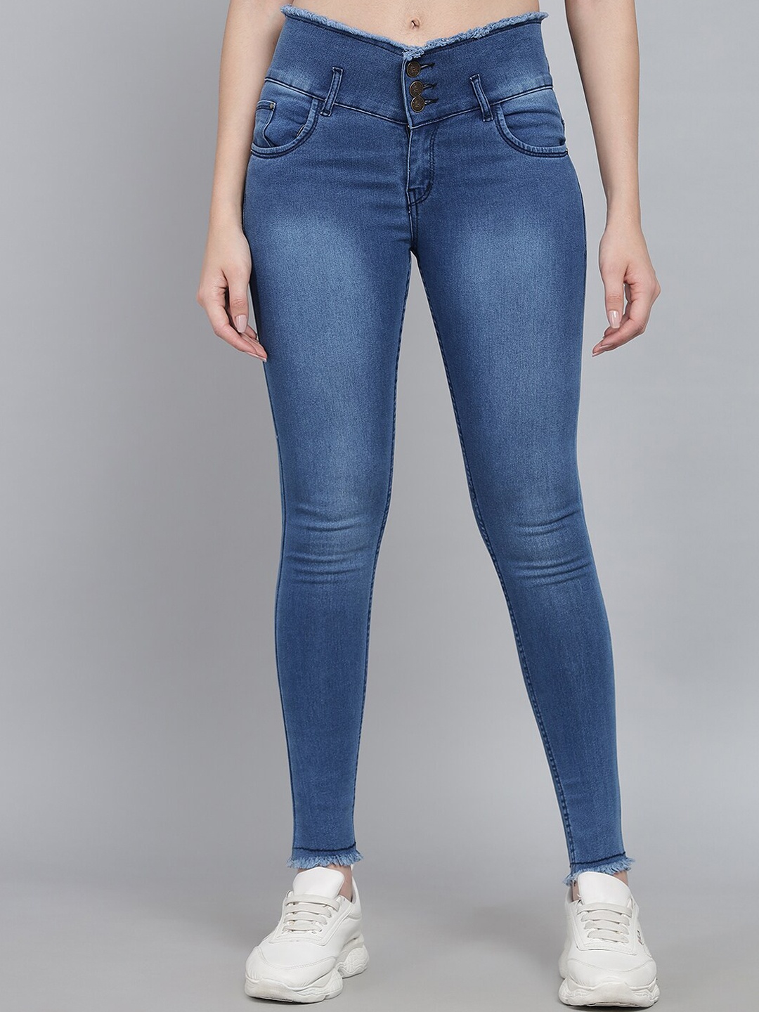 

Q-rious Women Blue Slim Fit High-Rise Heavy Fade Stretchable Jeans
