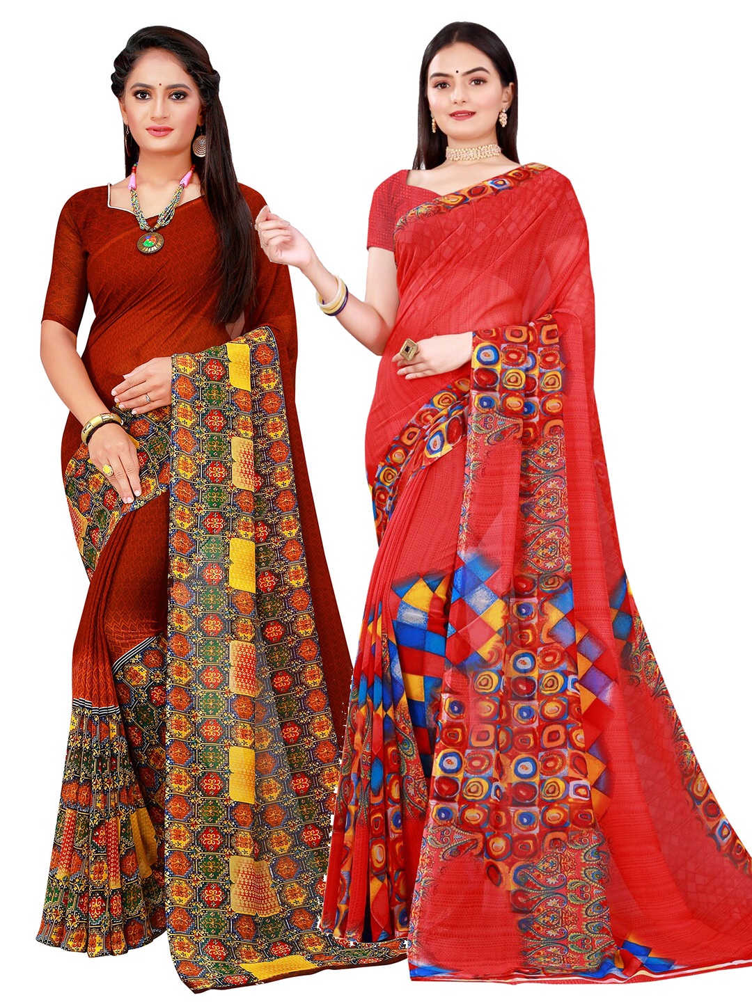 

KALINI Women Red Sarees