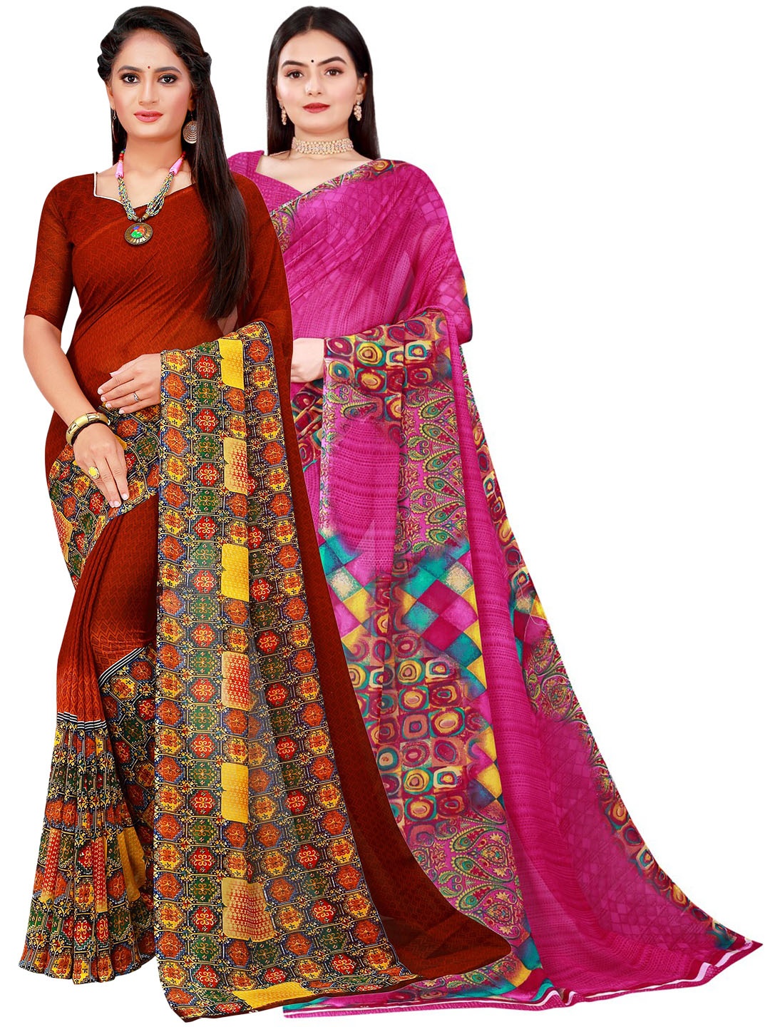 

KALINI Women Red Sarees