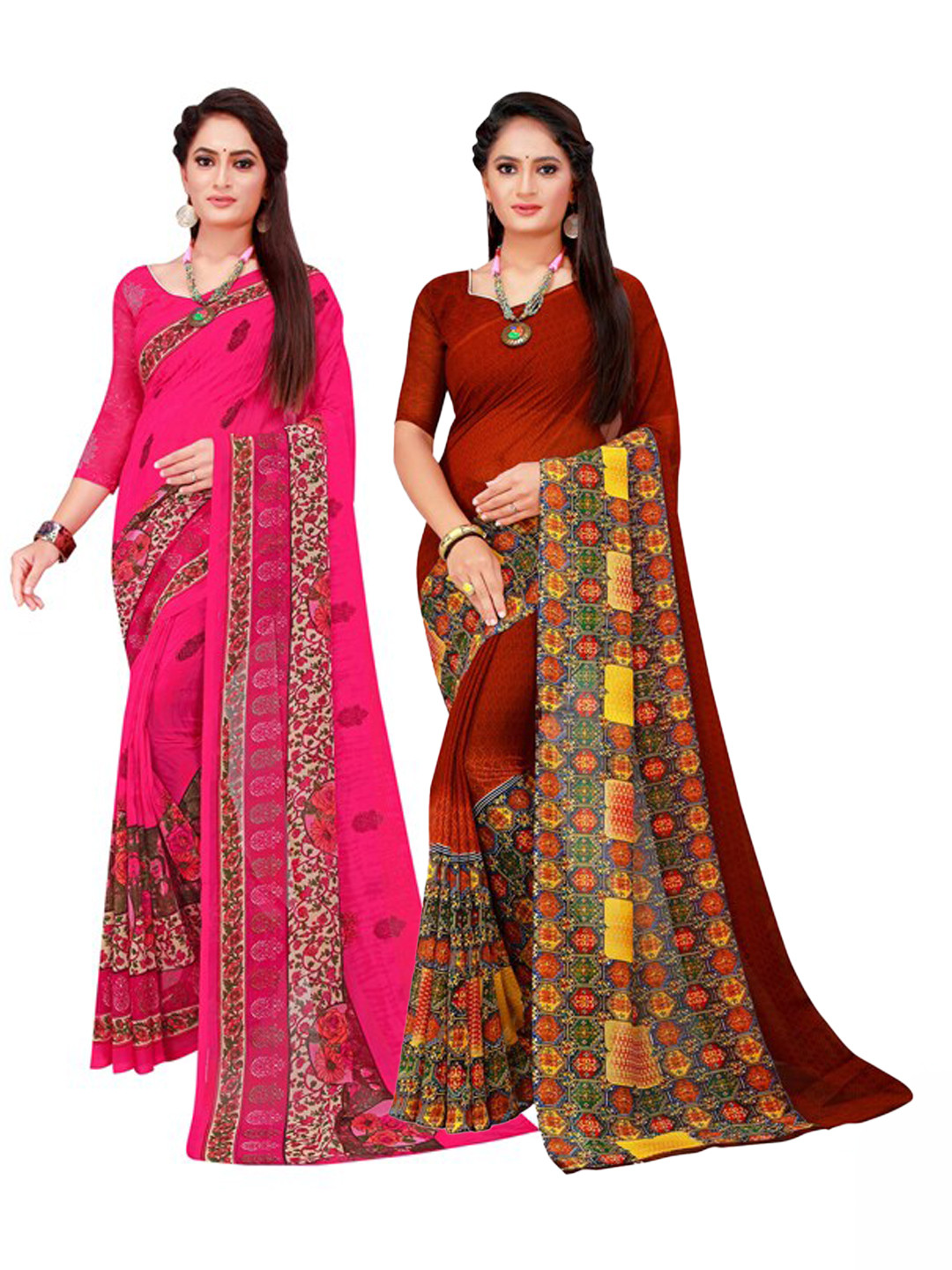 

KALINI Women Brown Sarees