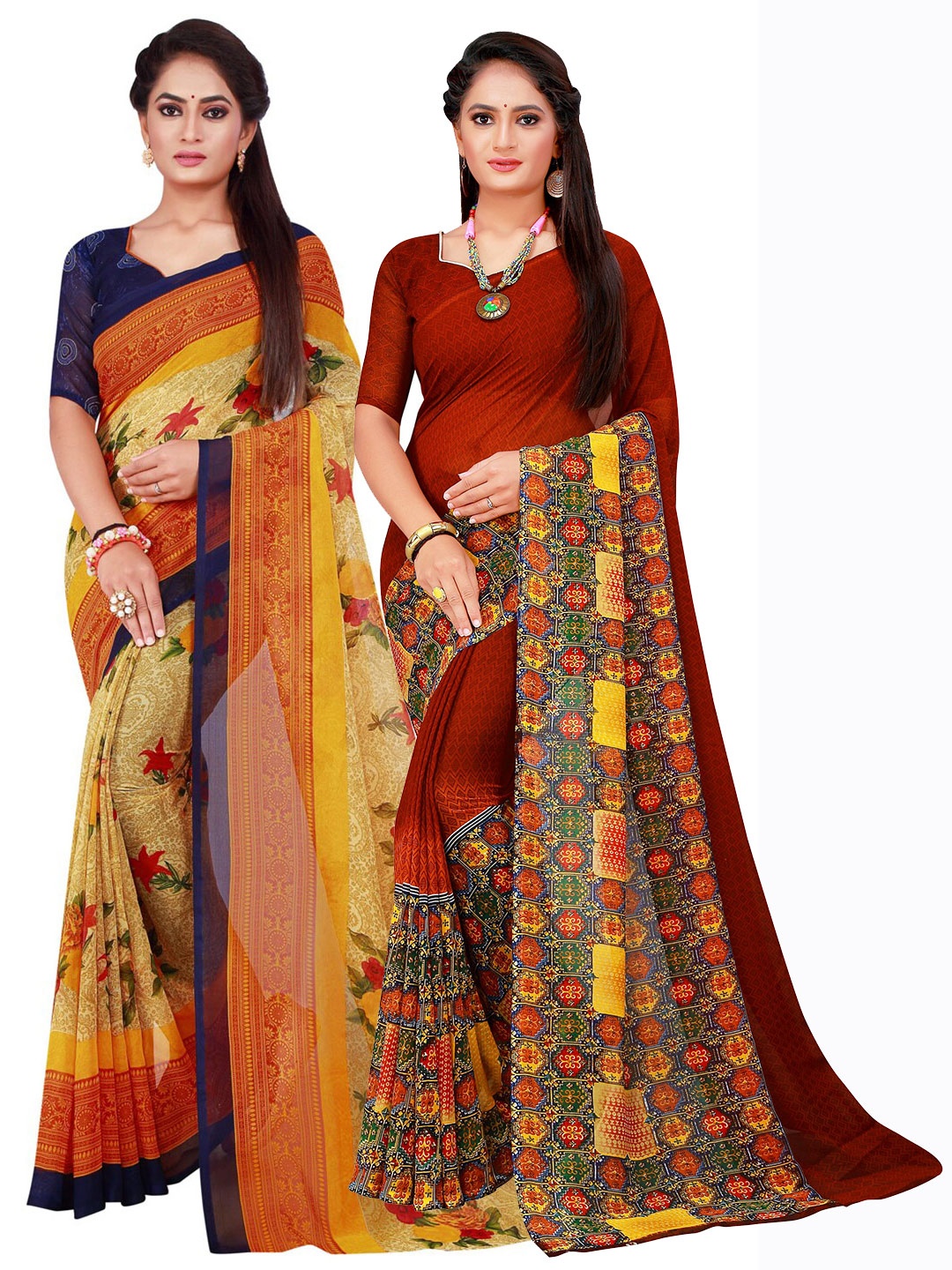 

KALINI Women Brown Sarees