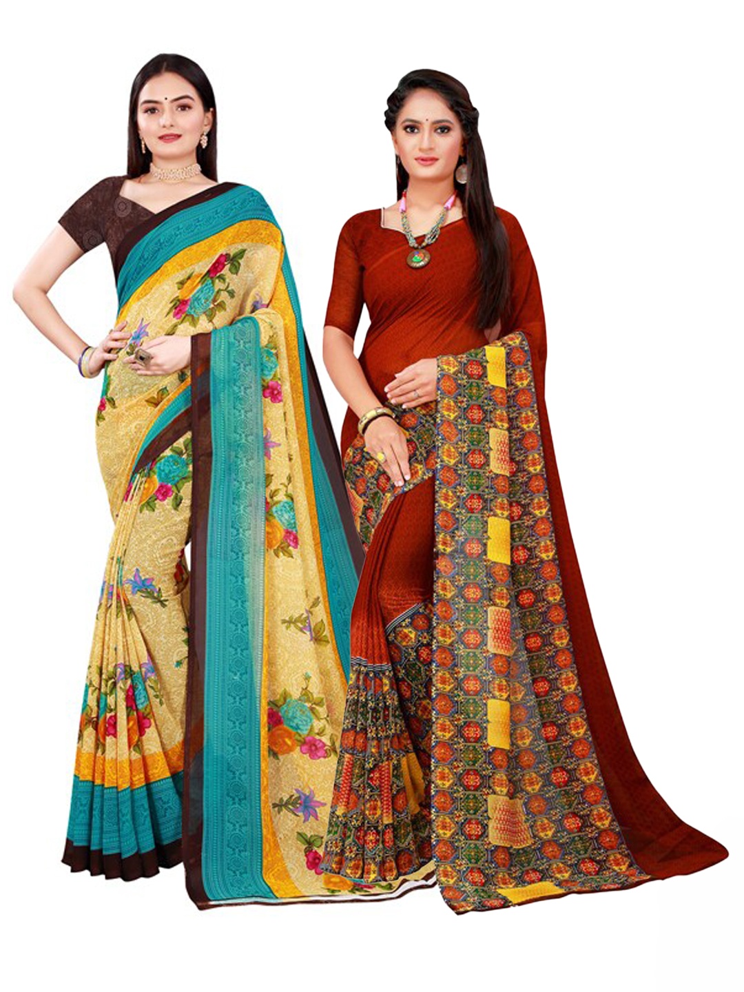 

KALINI Women Brown Sarees