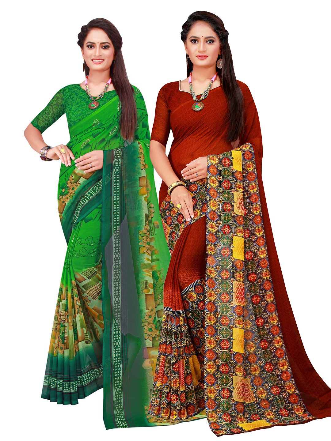 

KALINI Women Brown Sarees