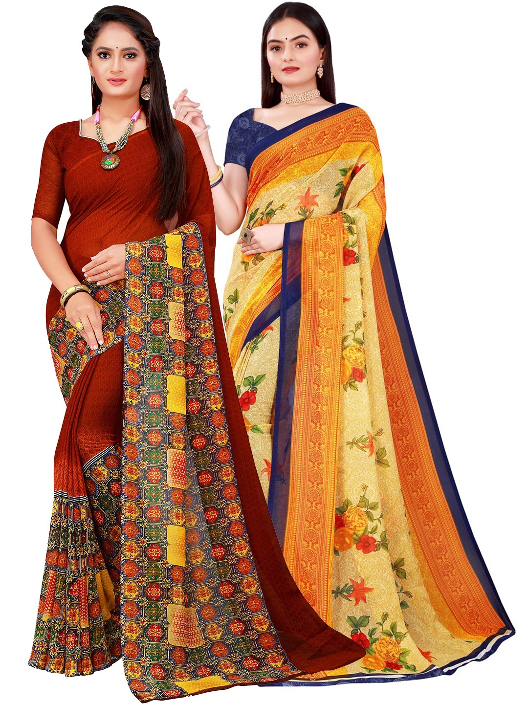 

KALINI Women Beige Sarees