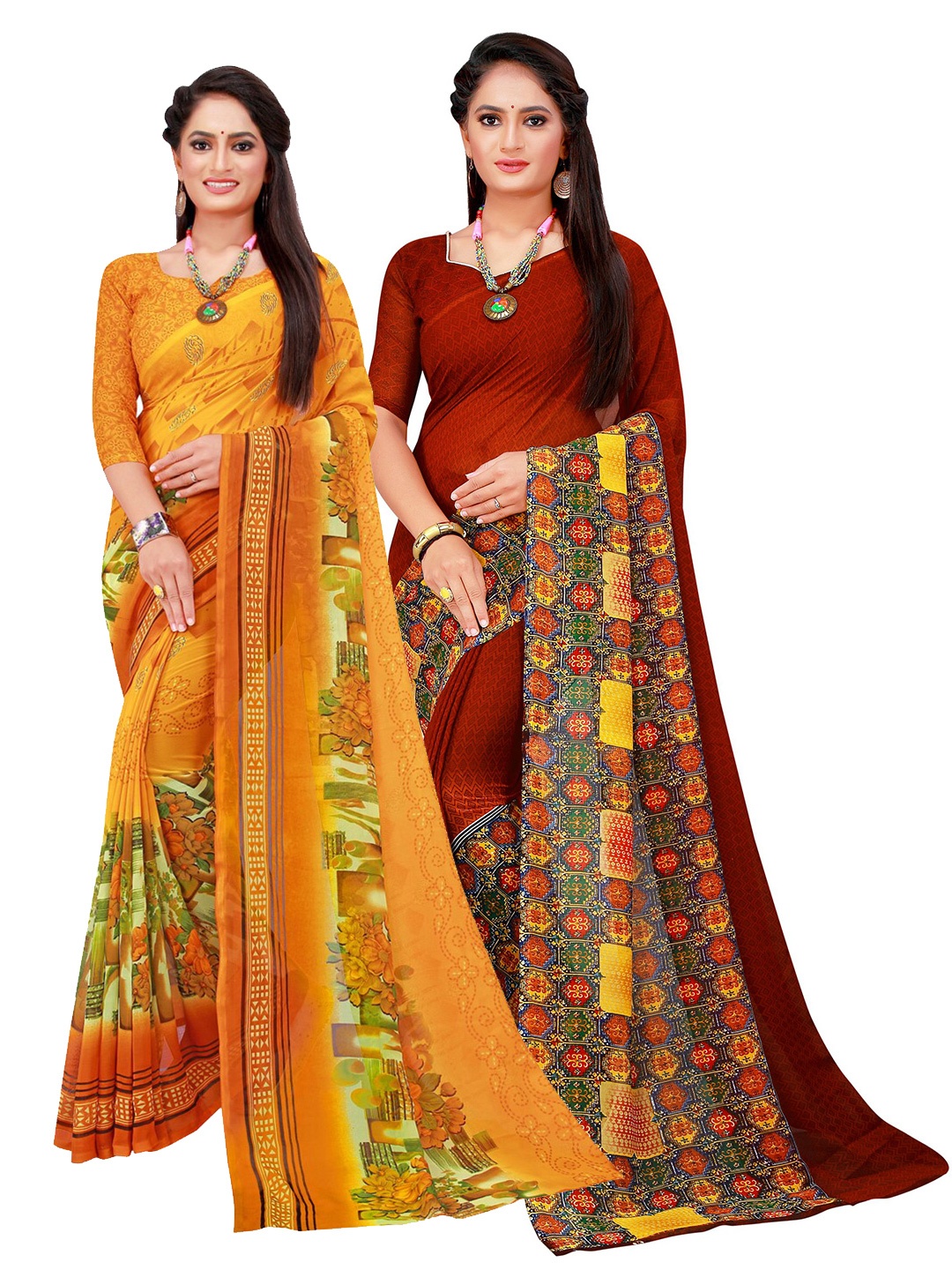 

KALINI Women Brown Sarees