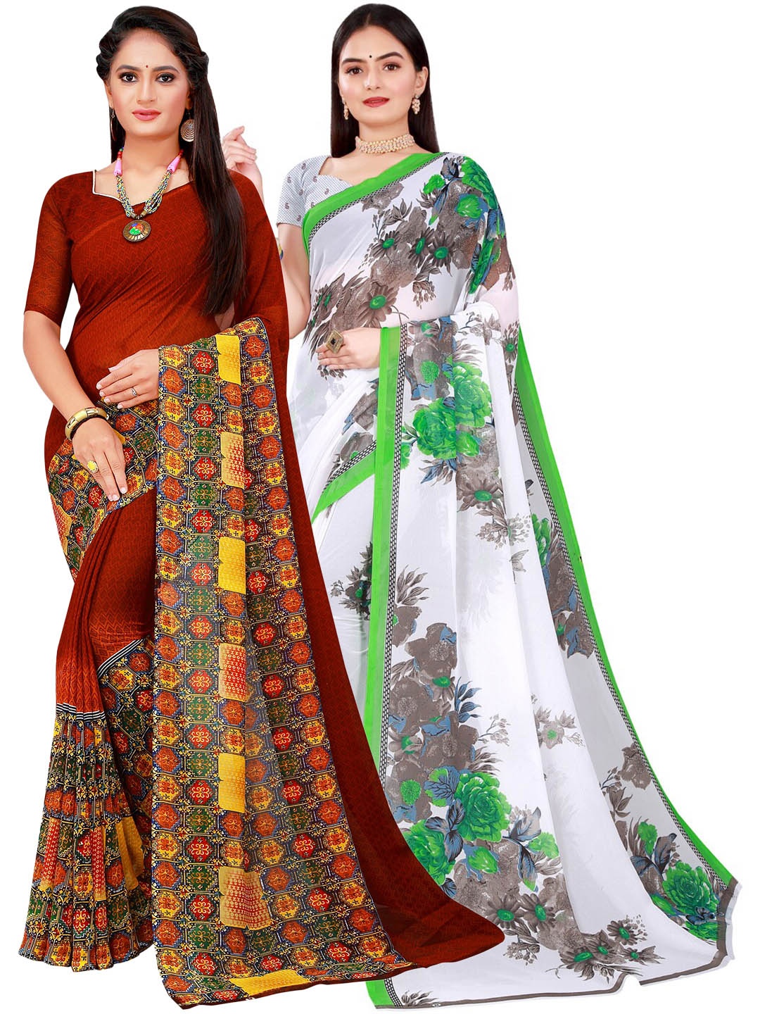 

KALINI Women Brown Sarees