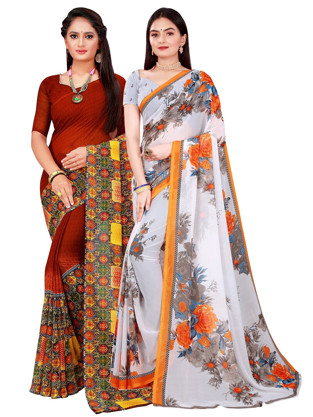 

KALINI Women Brown Sarees