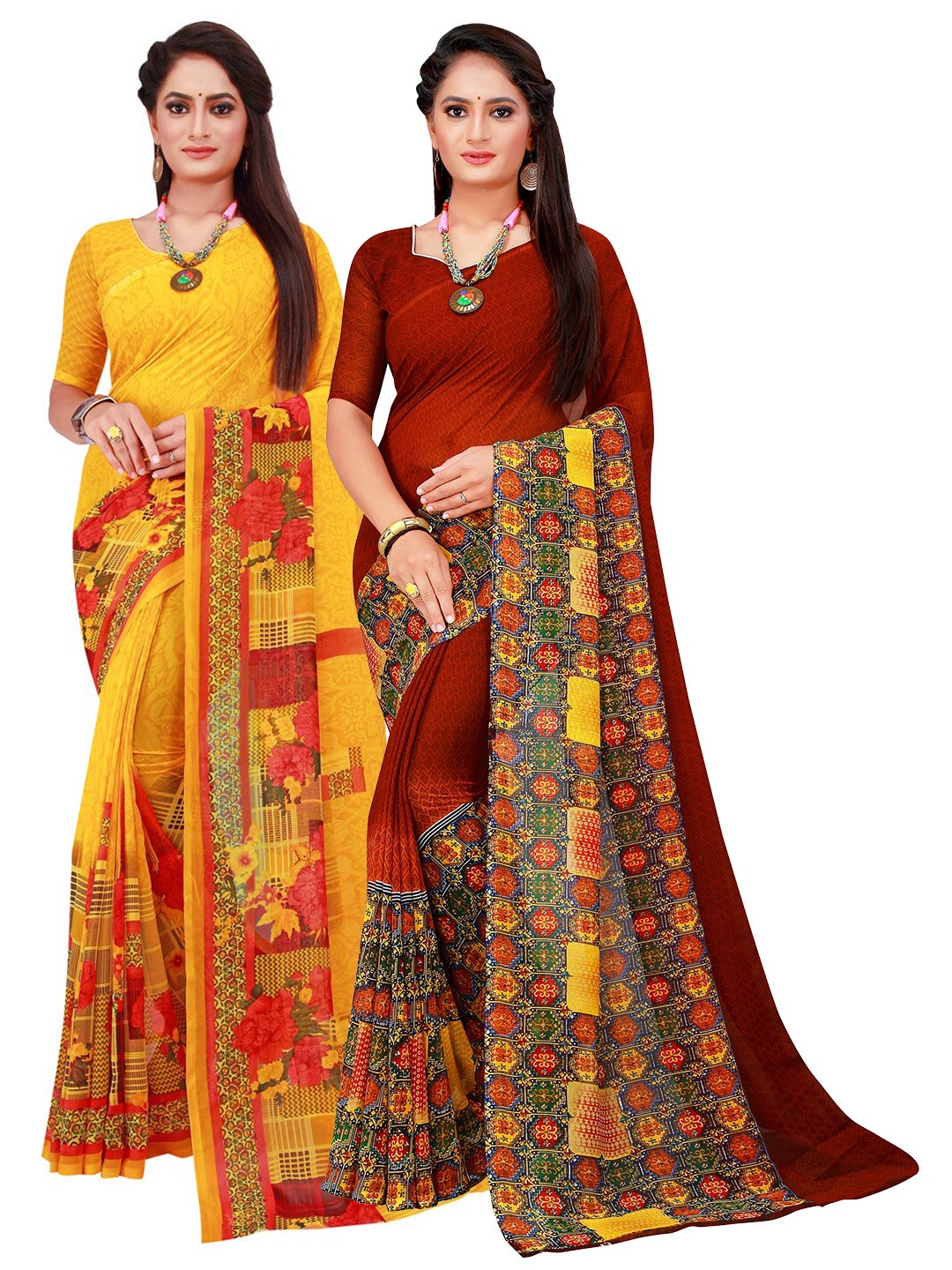 

KALINI Women Yellow Sarees