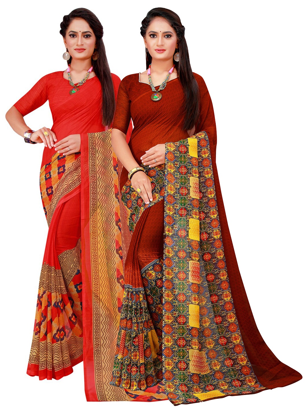 

KALINI Women Red Sarees