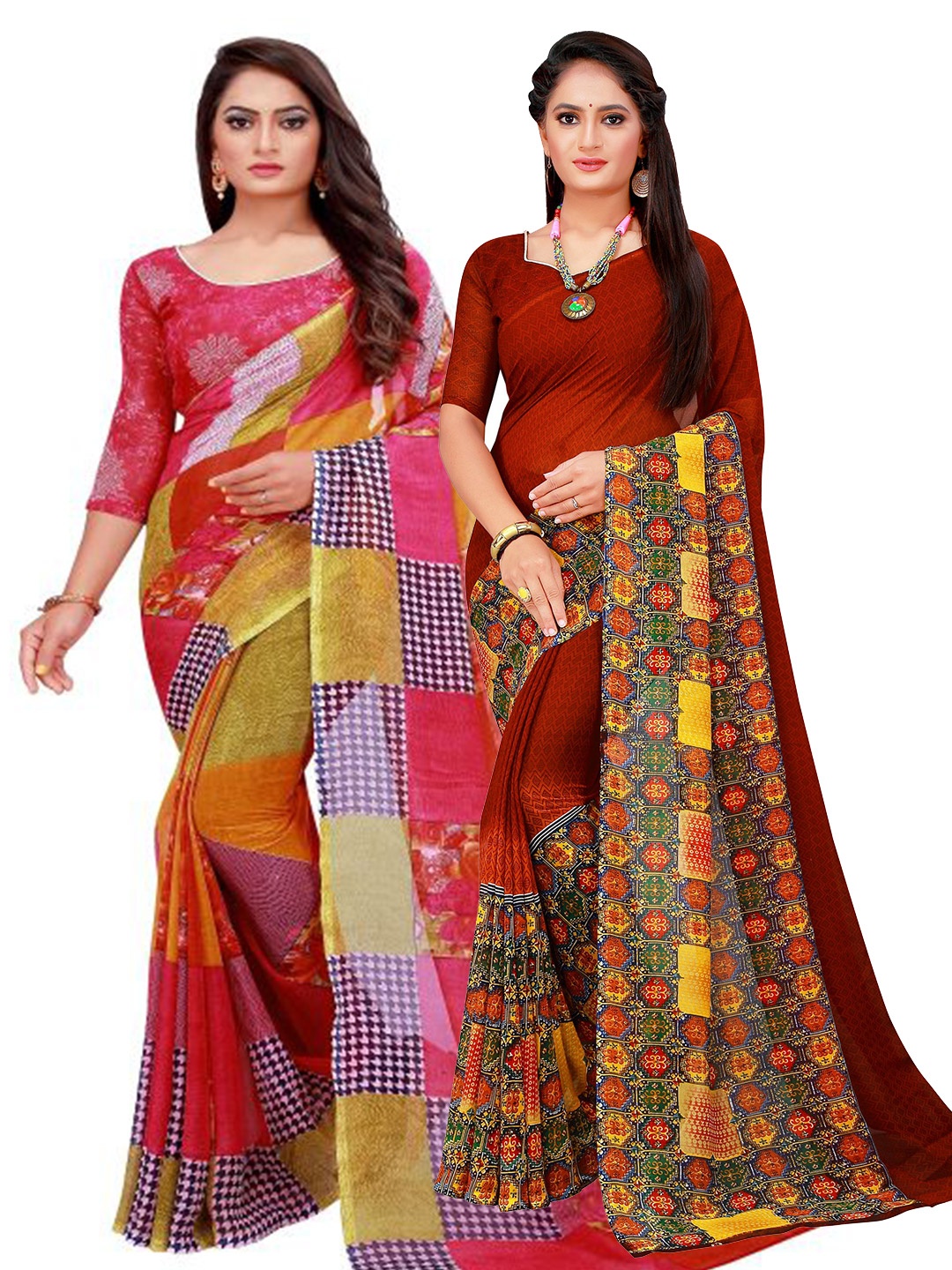 

KALINI Women Red Sarees