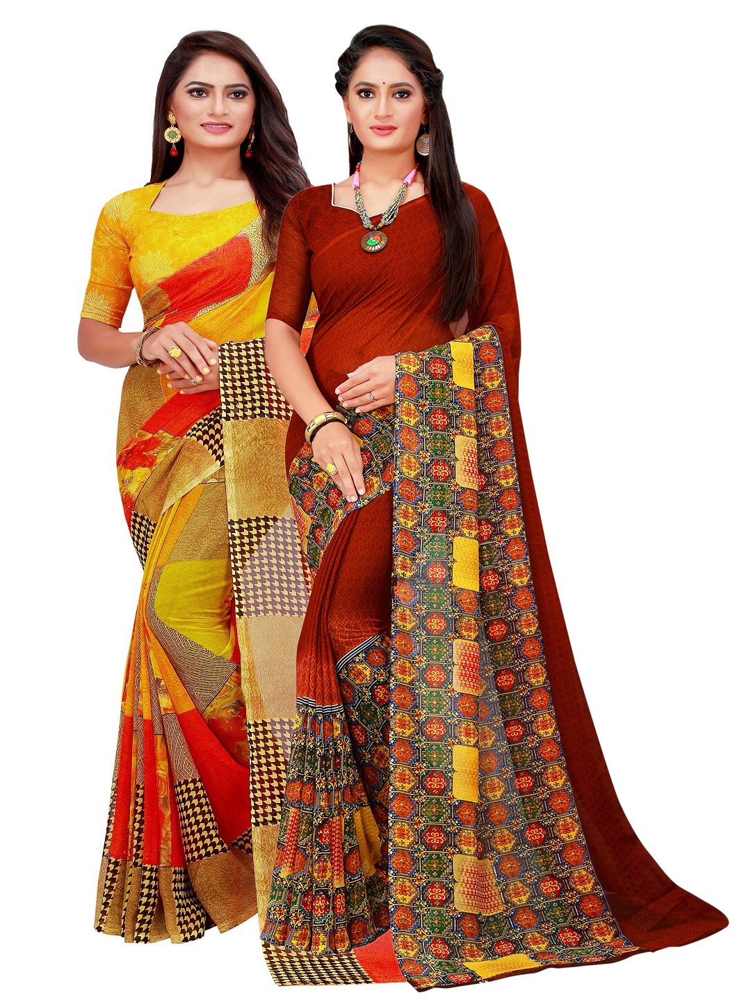 

KALINI Women Brown Sarees