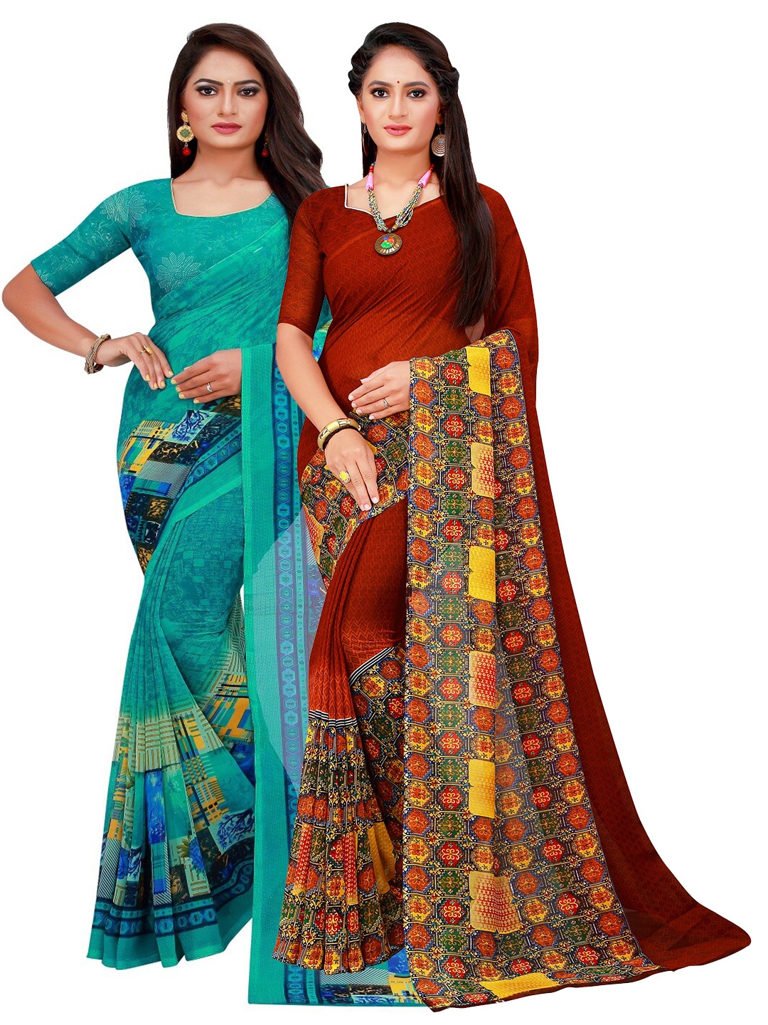 

KALINI Women Turquoise Blue Sarees