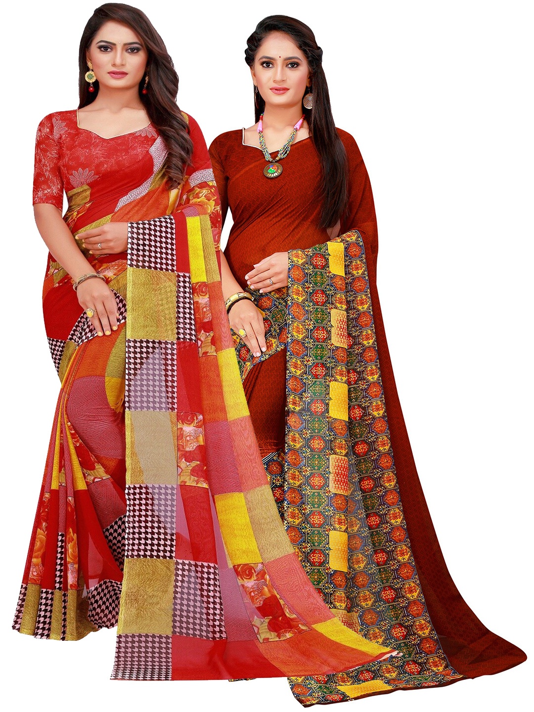 

KALINI Women Brown Sarees