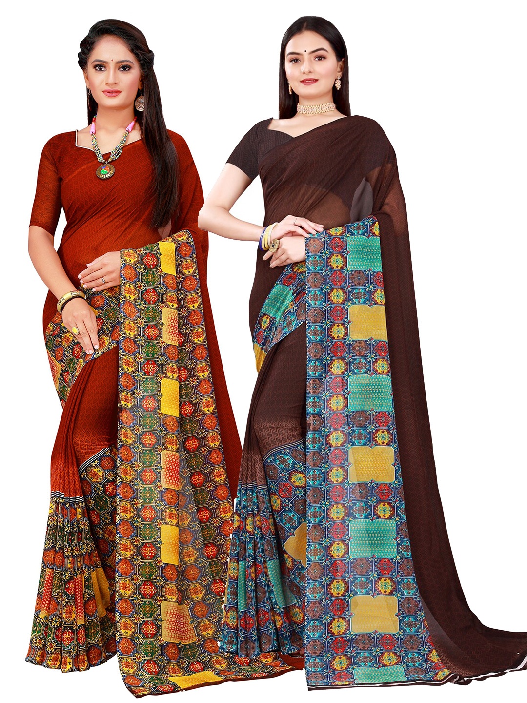 

KALINI Women Navy Blue Sarees