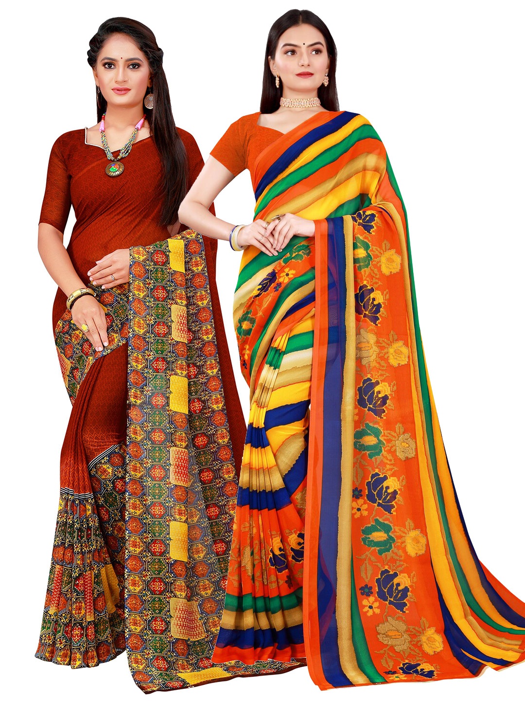 

KALINI Women Multi Sarees, Yellow