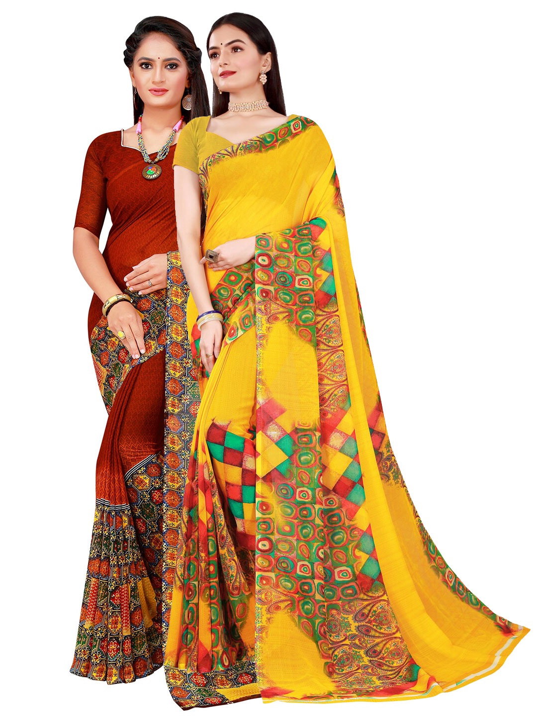 

KALINI Women Brown Sarees