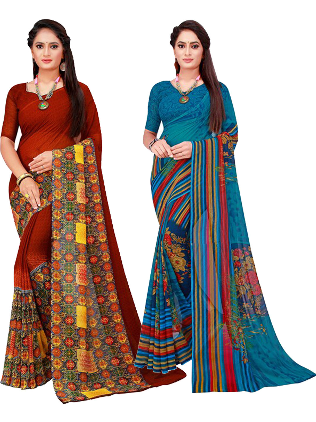 

KALINI Women Brown Sarees