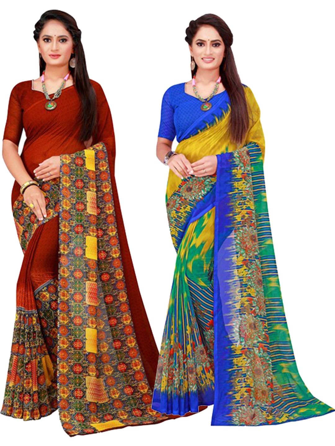 

KALINI Women Brown Sarees