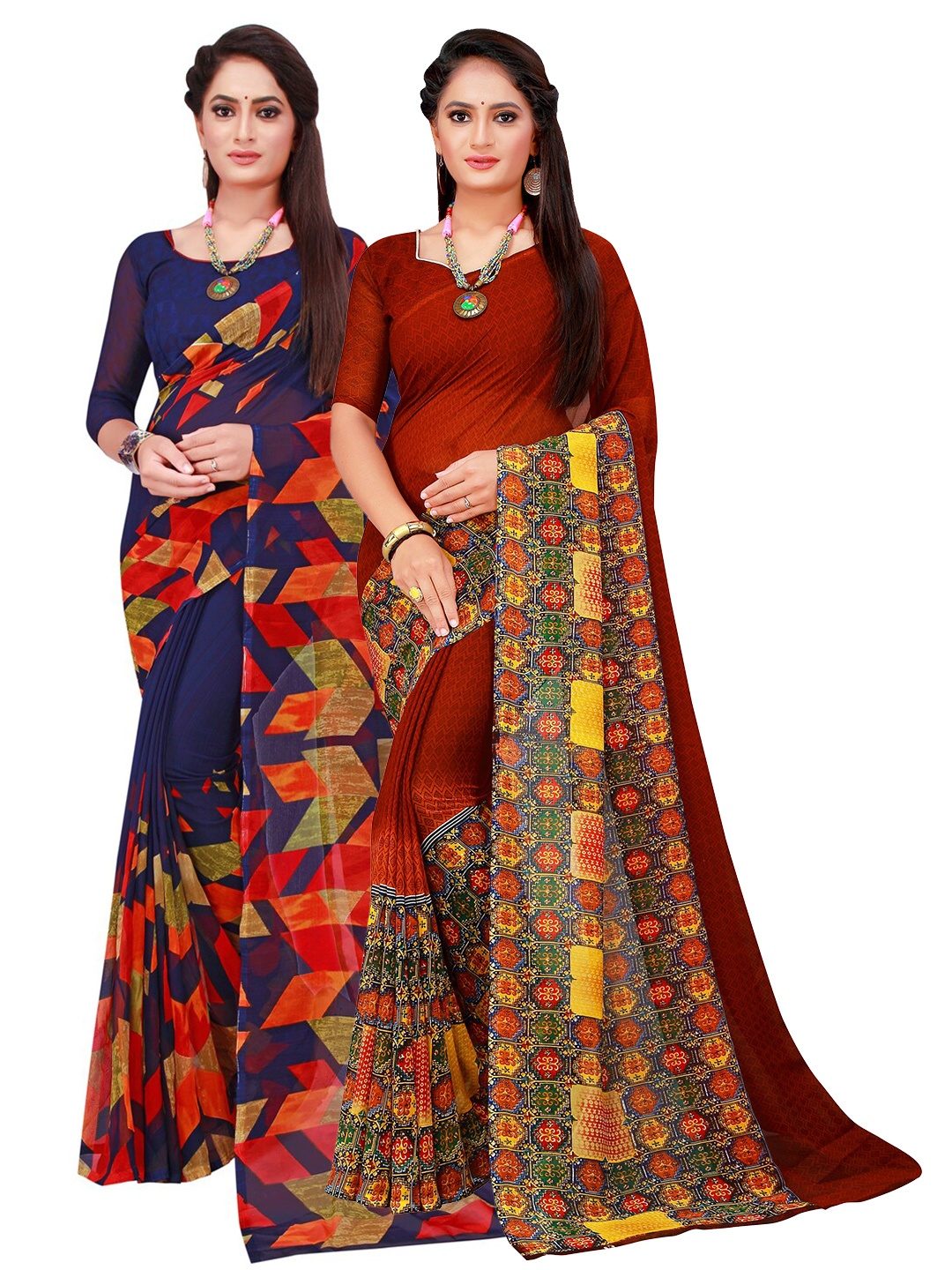 

KALINI Women Navy Blue Sarees