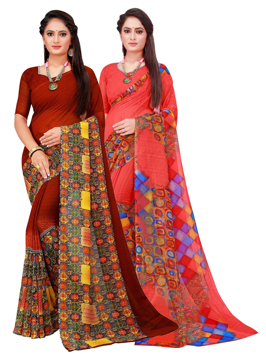 

KALINI Women Brown Sarees