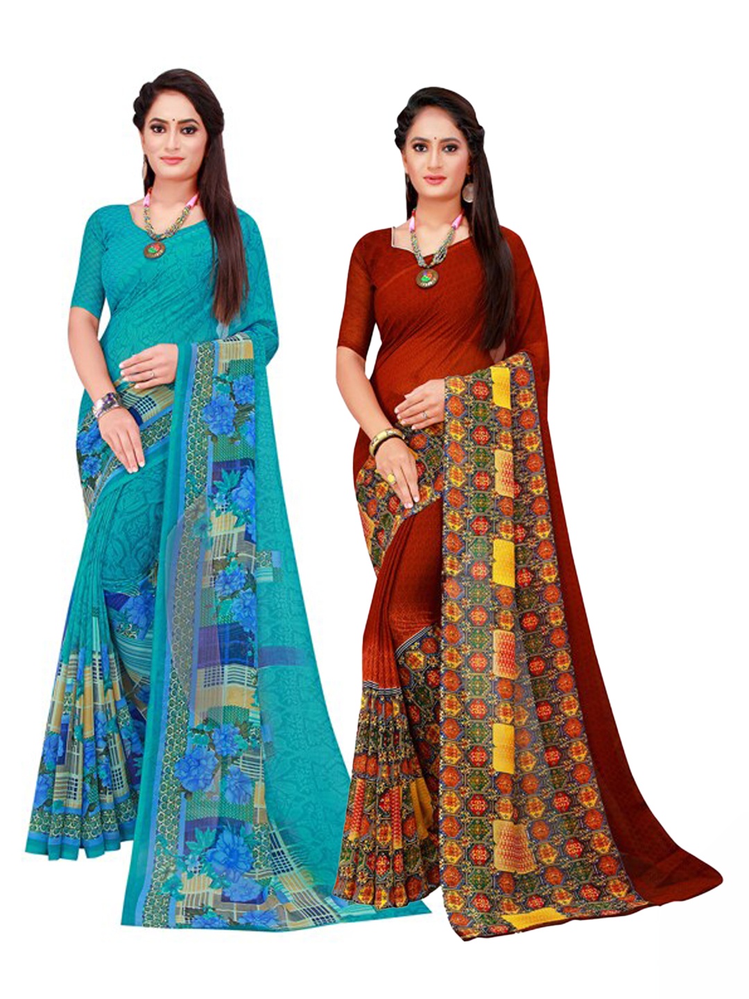 

KALINI Women Brown Sarees