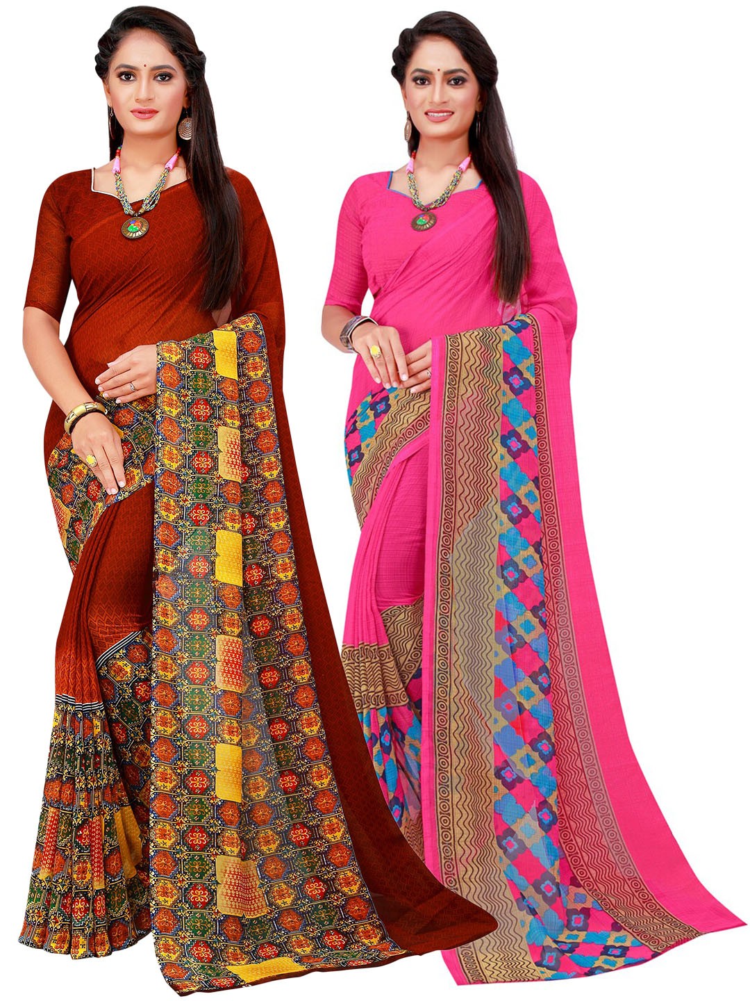 

KALINI Women Magenta Sarees