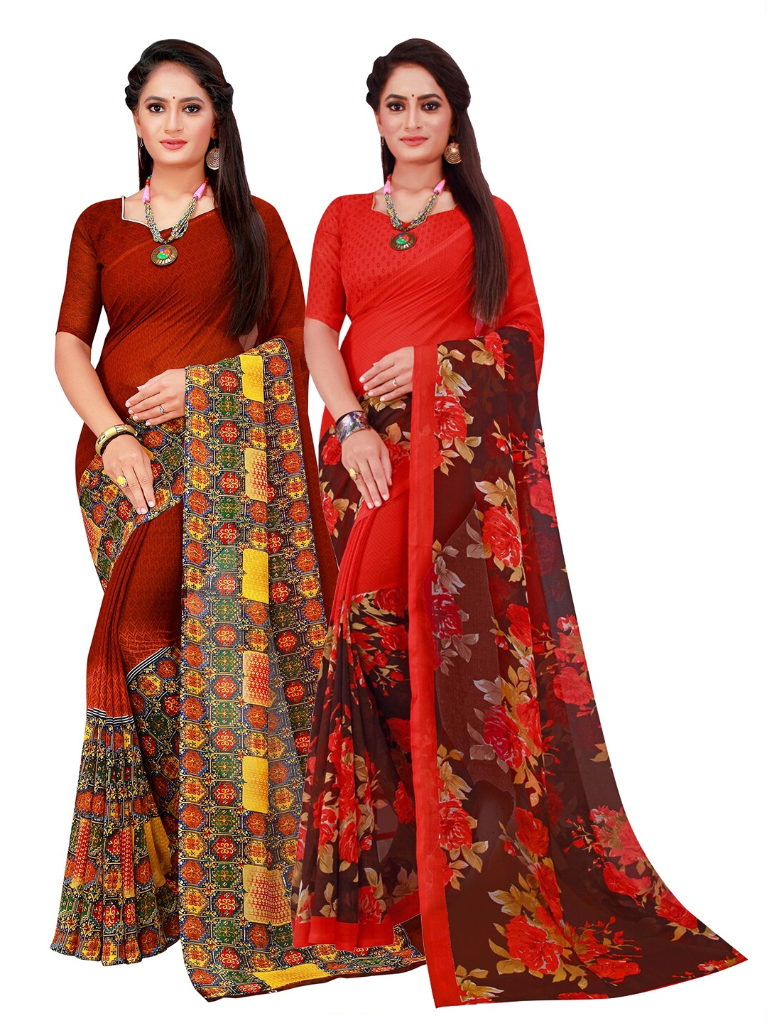 

KALINI Women Brown Sarees