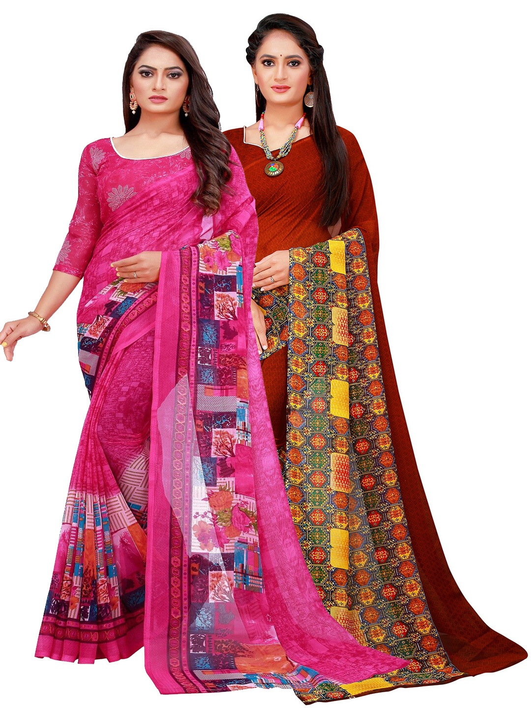 

KALINI Women Magenta Sarees