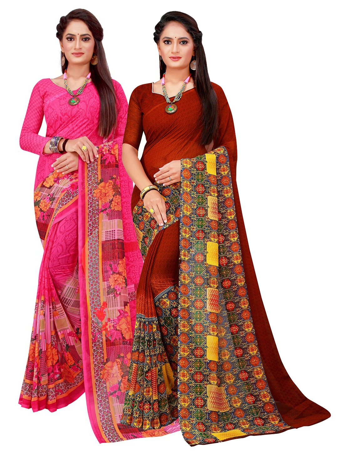 

KALINI Women Magenta Sarees