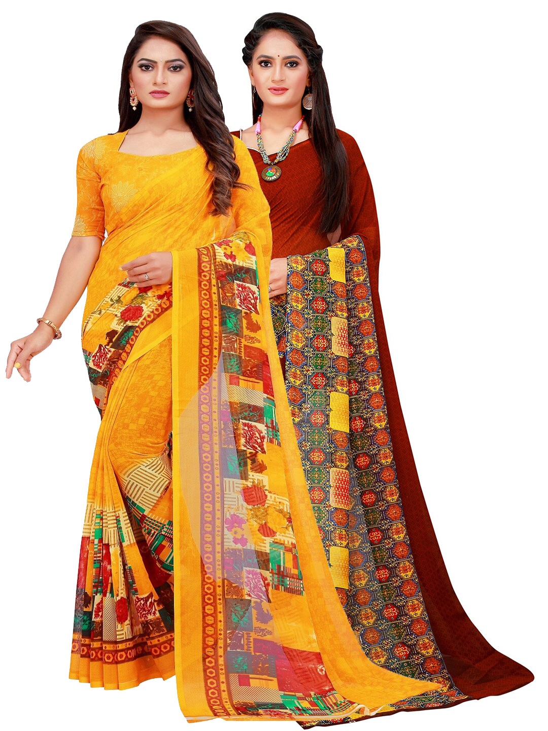 

KALINI Women Brown Sarees