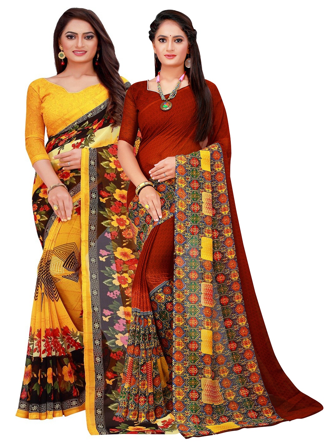 

KALINI Women Yellow Sarees