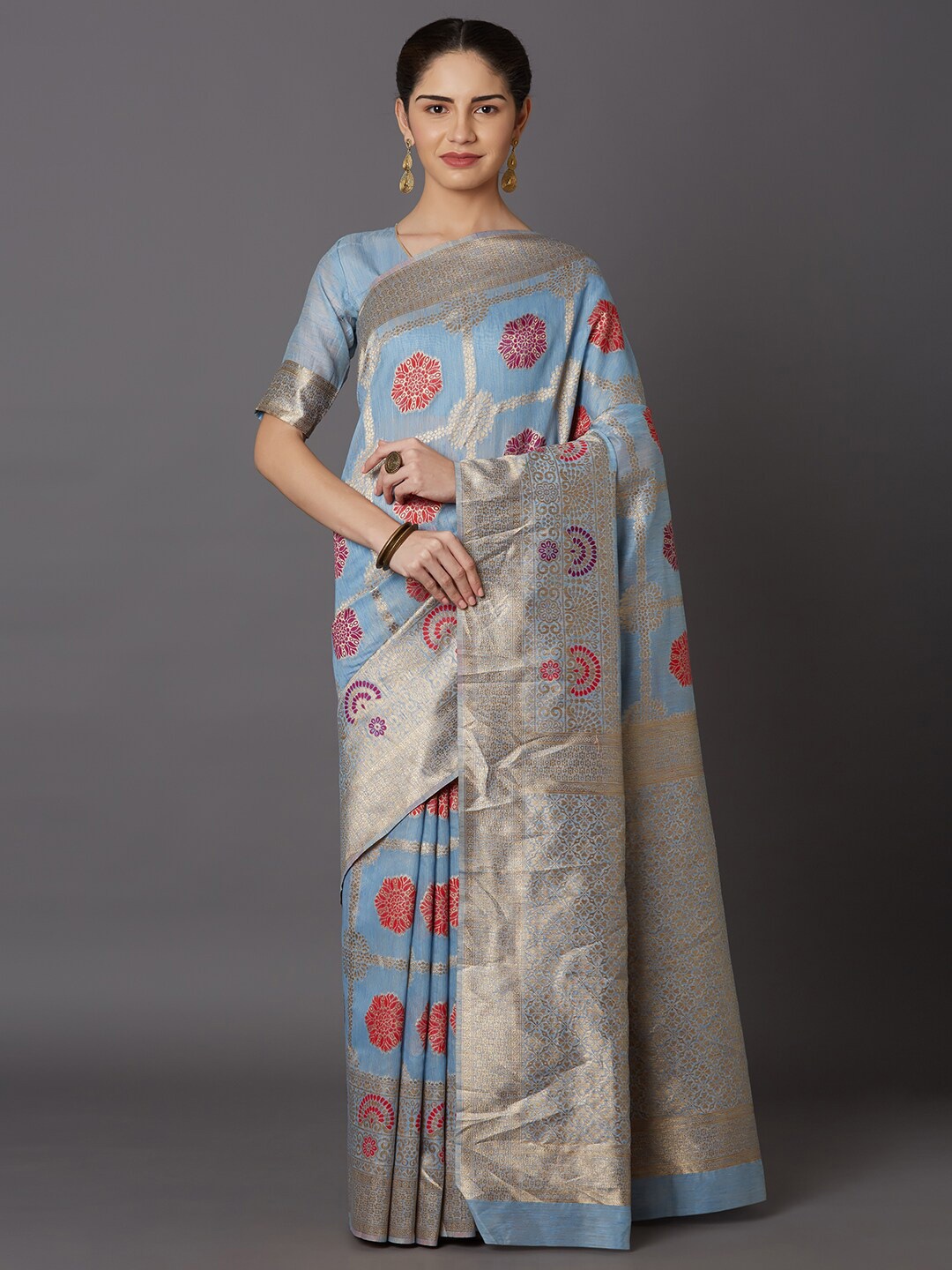 

SHAVYA Women Sea Green Sarees