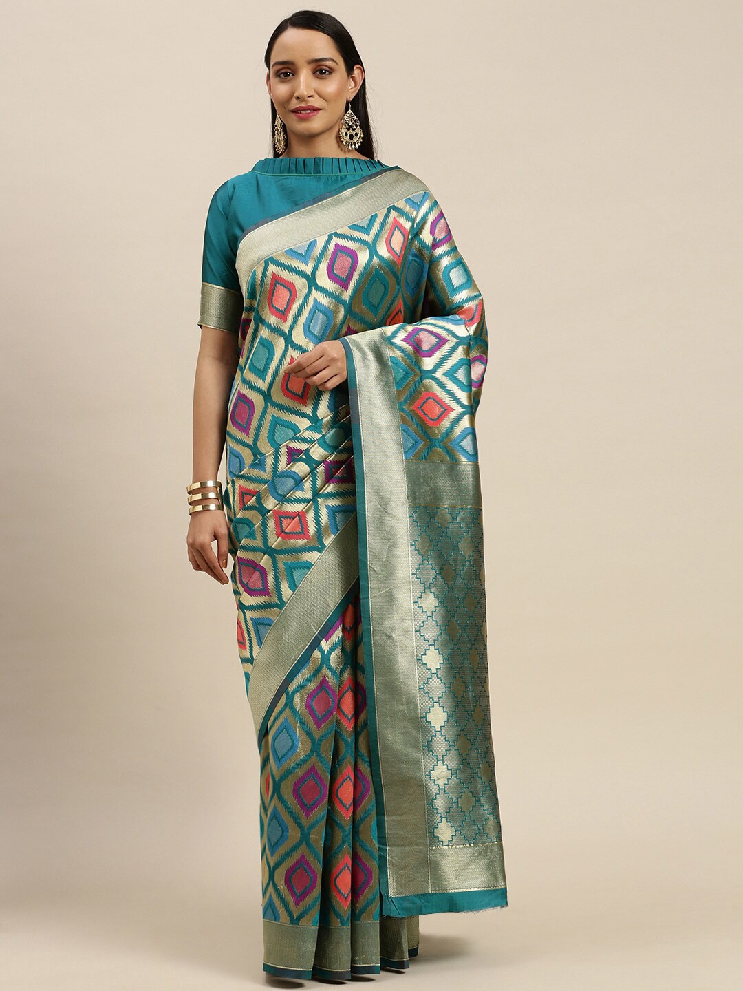 

SHAVYA Women Blue Sarees