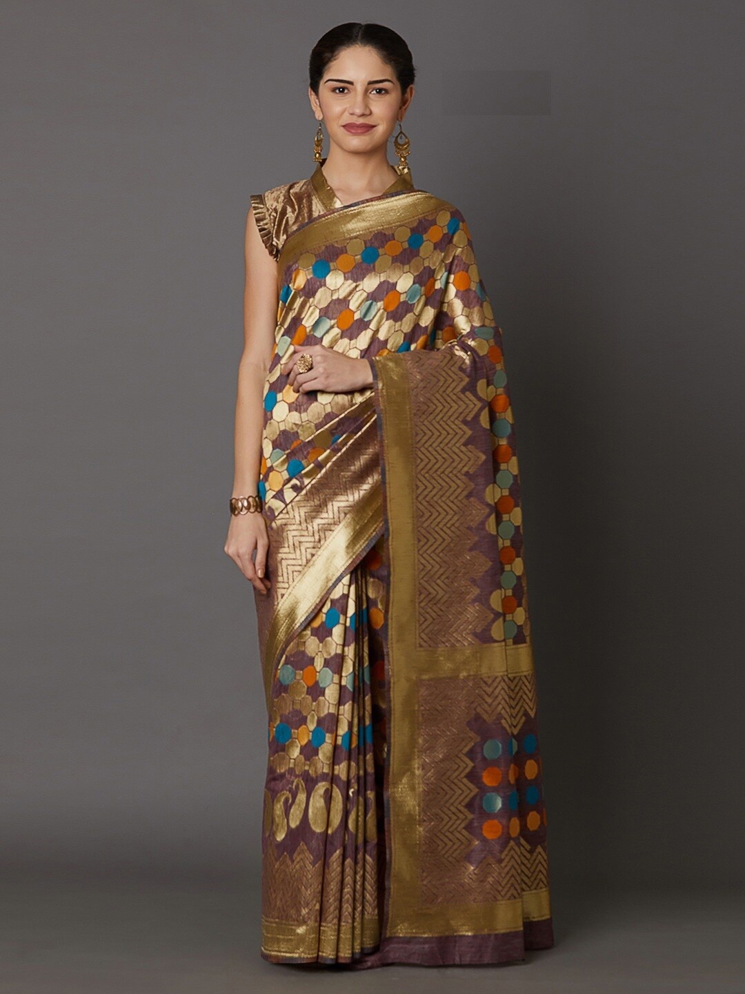 

SHAVYA Women Brown Sarees
