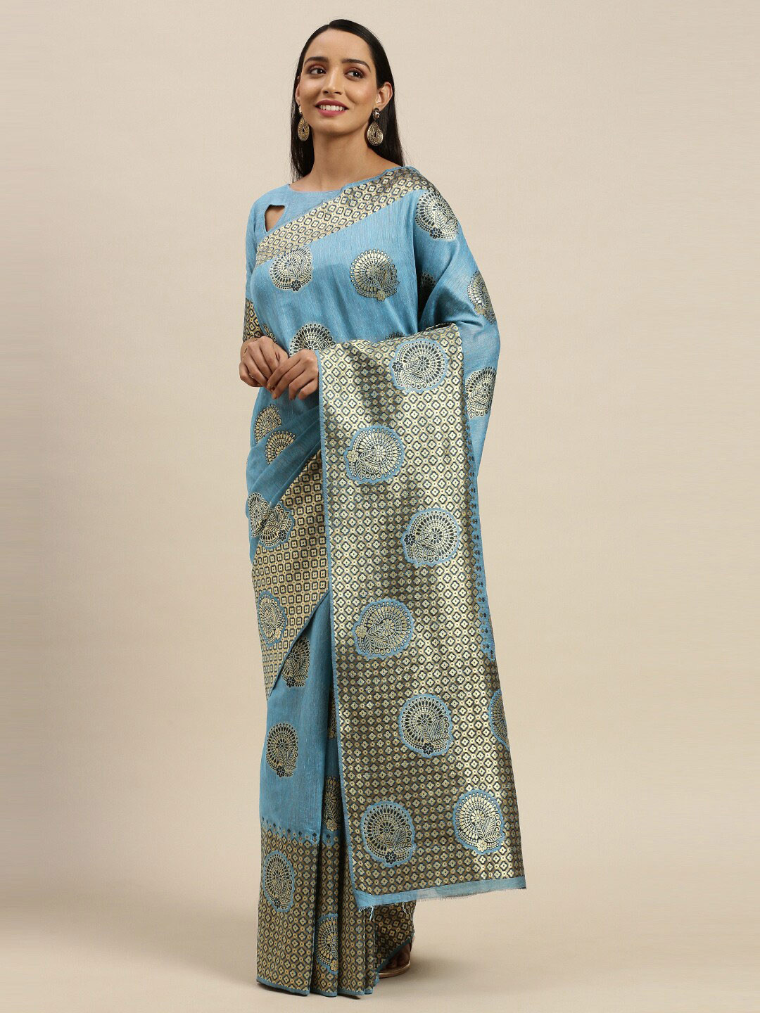 

SHAVYA Women Blue Sarees