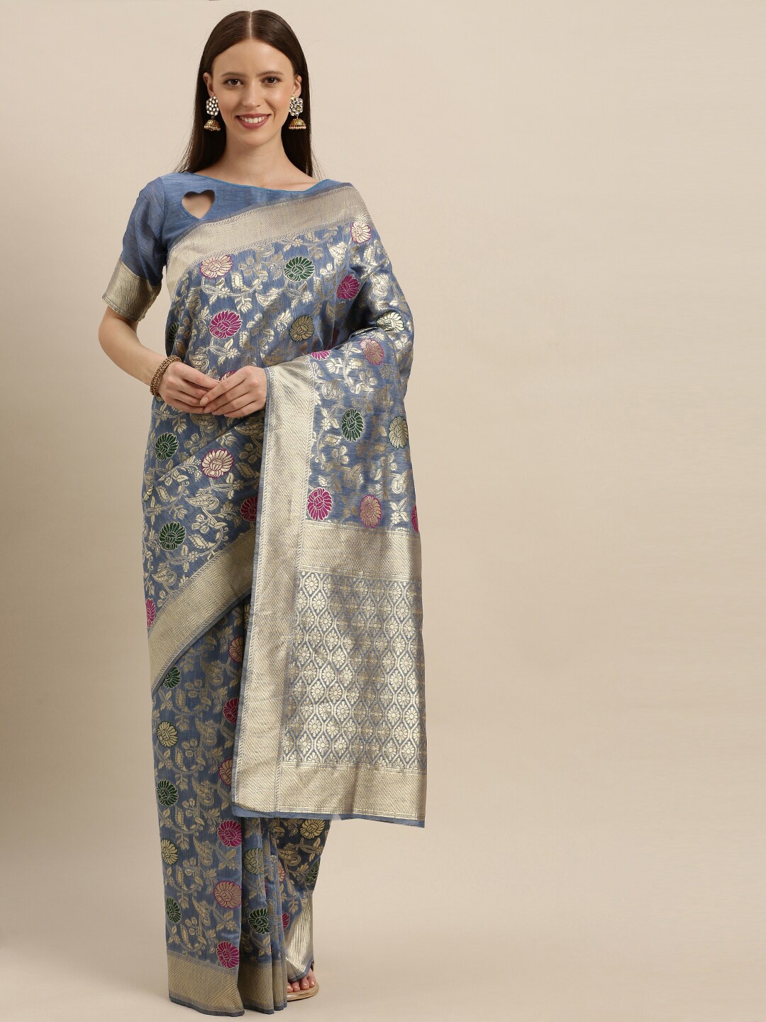 

SHAVYA Women Blue Sarees