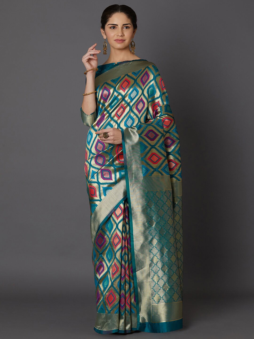 

SHAVYA Women Blue Sarees