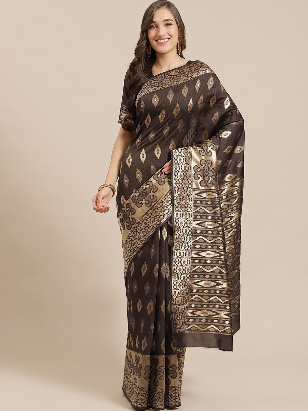 

SHAVYA Women Camel Brown Sarees