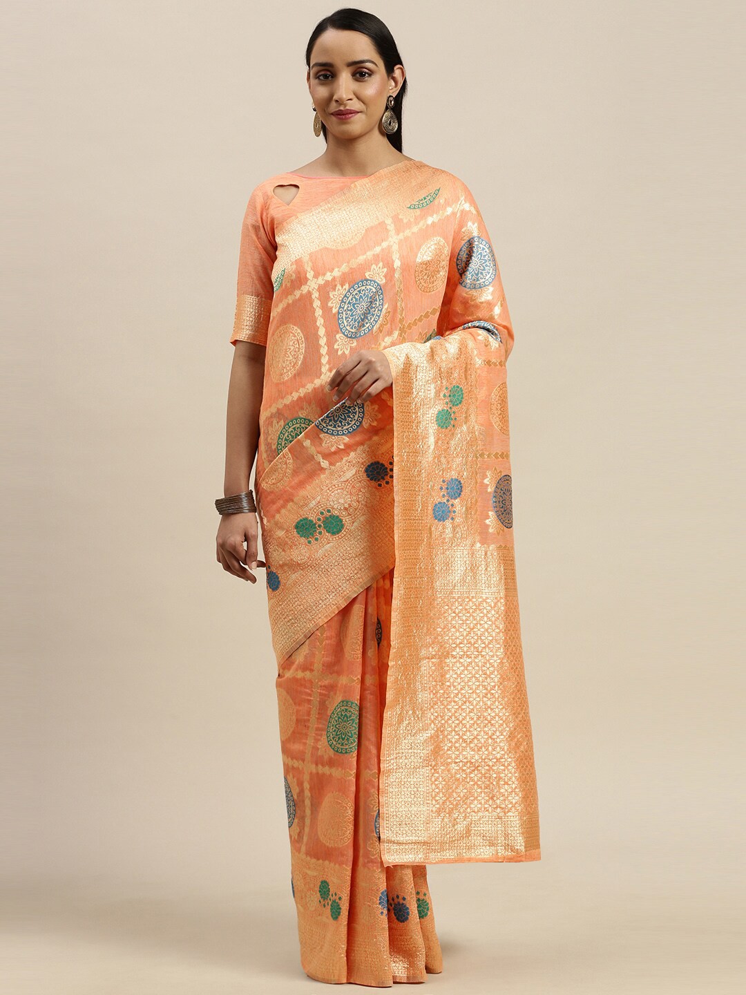 

SHAVYA Women Orange Sarees